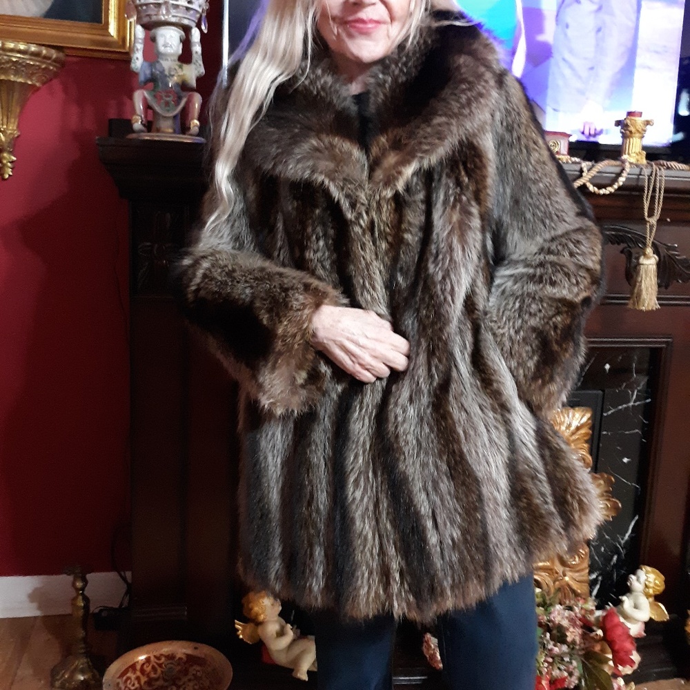 Vintage Lush Genuine Raccon Fur Jacket Very Nice